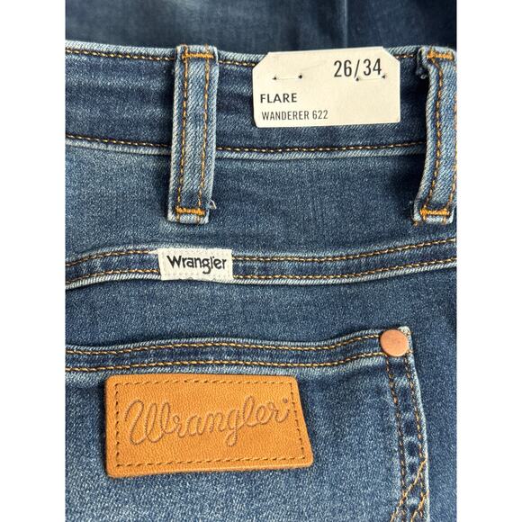 NWT Wrangler Women's Wanderer Dark Wash High Rise Stretch Flare Jeans Size 26 - Picture 7 of 15